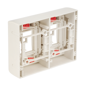Wall mounting base outlet box for one Mosaic 45x45 module with side caps, white